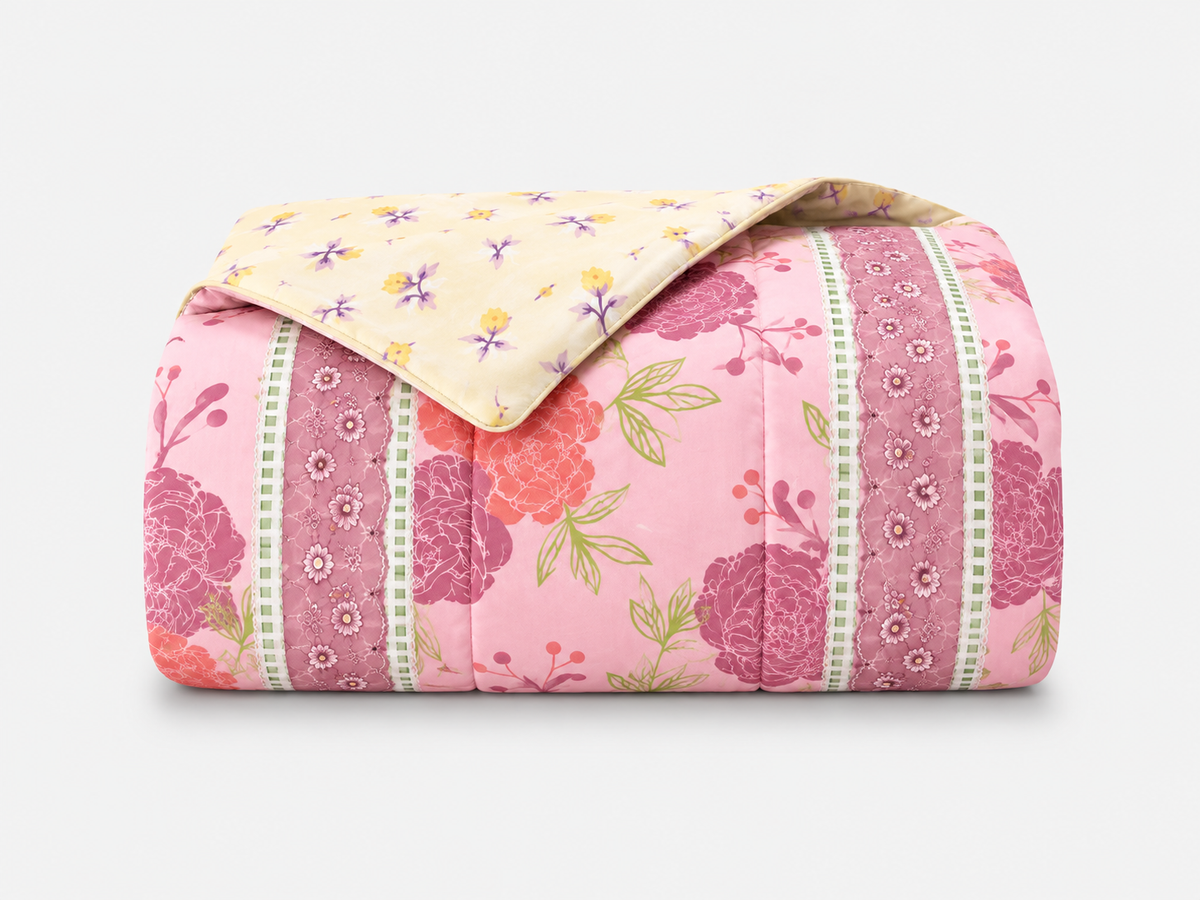 Lençol de Malha 100% Algodão com Elástico – Floral Rosé