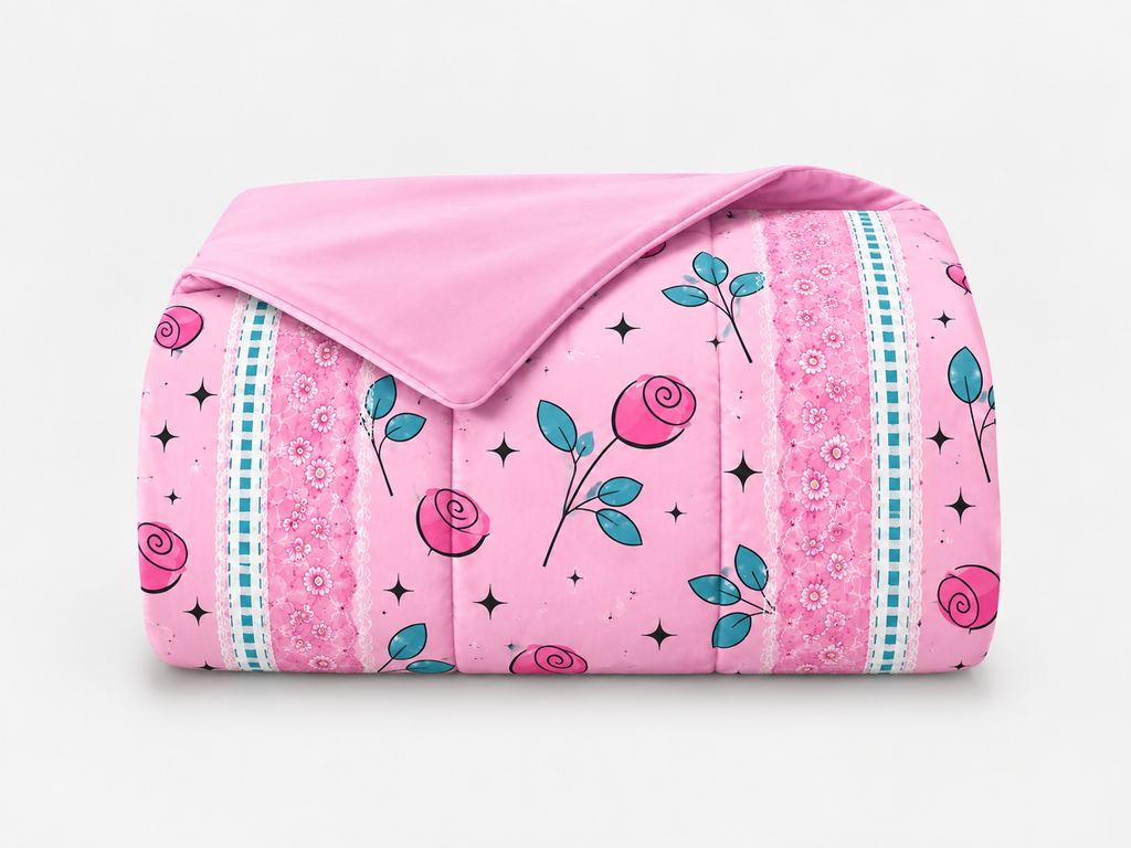 Lençol de Malha 100% Algodão com Elástico – Rosas Pink