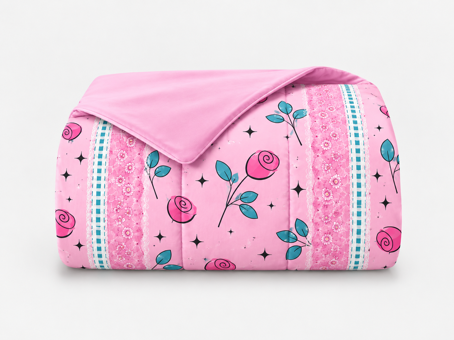 Lençol de Malha 100% Algodão com Elástico – Rosas Pink