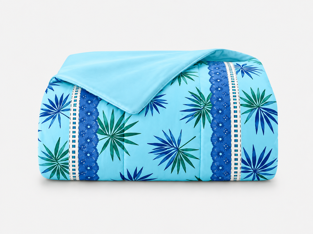 Lençol de Malha 100% Algodão com Elástico – Tropical Azul